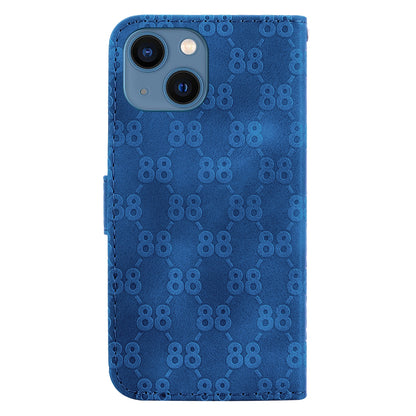 ELECTROPRIME For iPhone 15 Double 8-shaped Embossed Leather Phone Case(Blue)