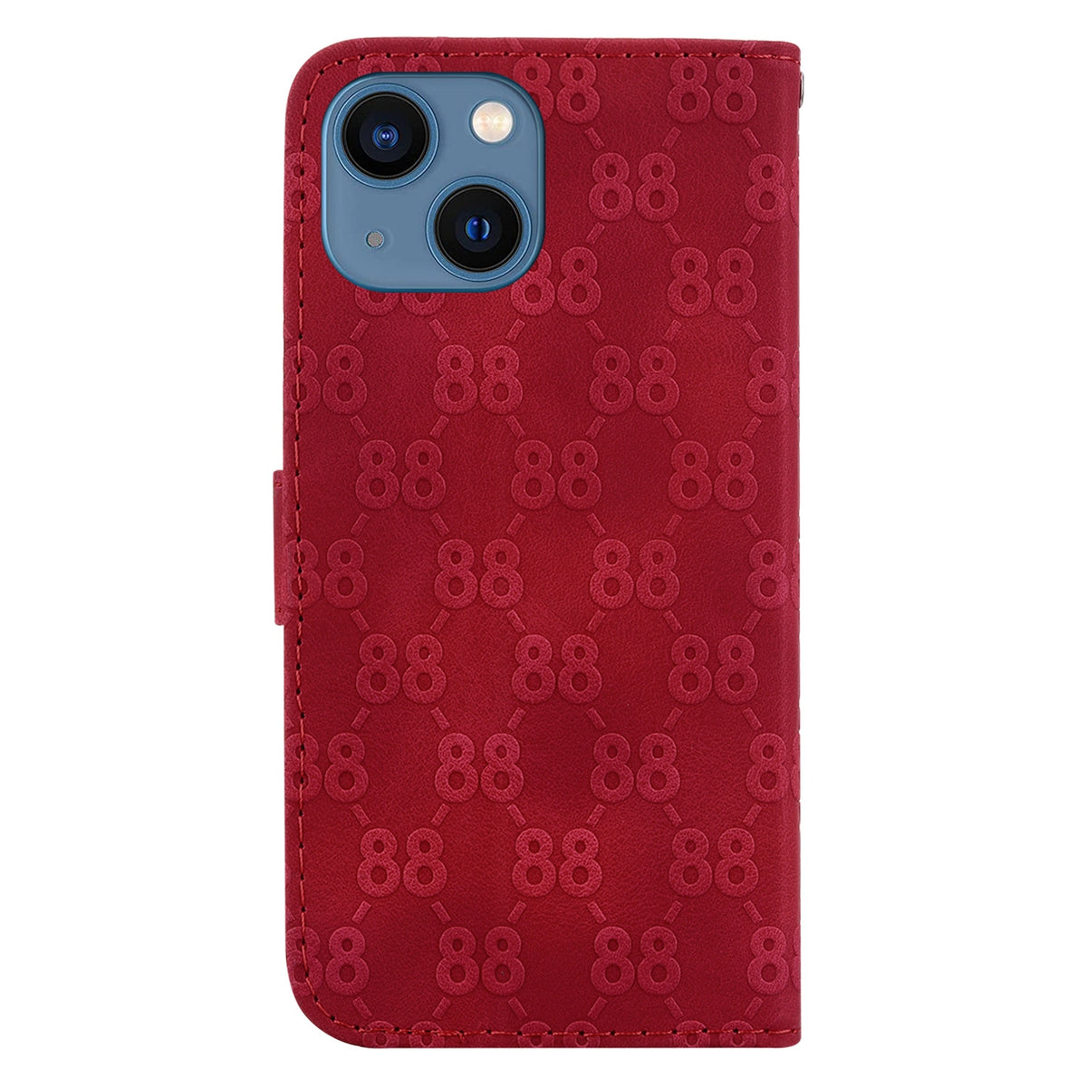 ELECTROPRIME For iPhone 15 Double 8-shaped Embossed Leather Phone Case(Red)