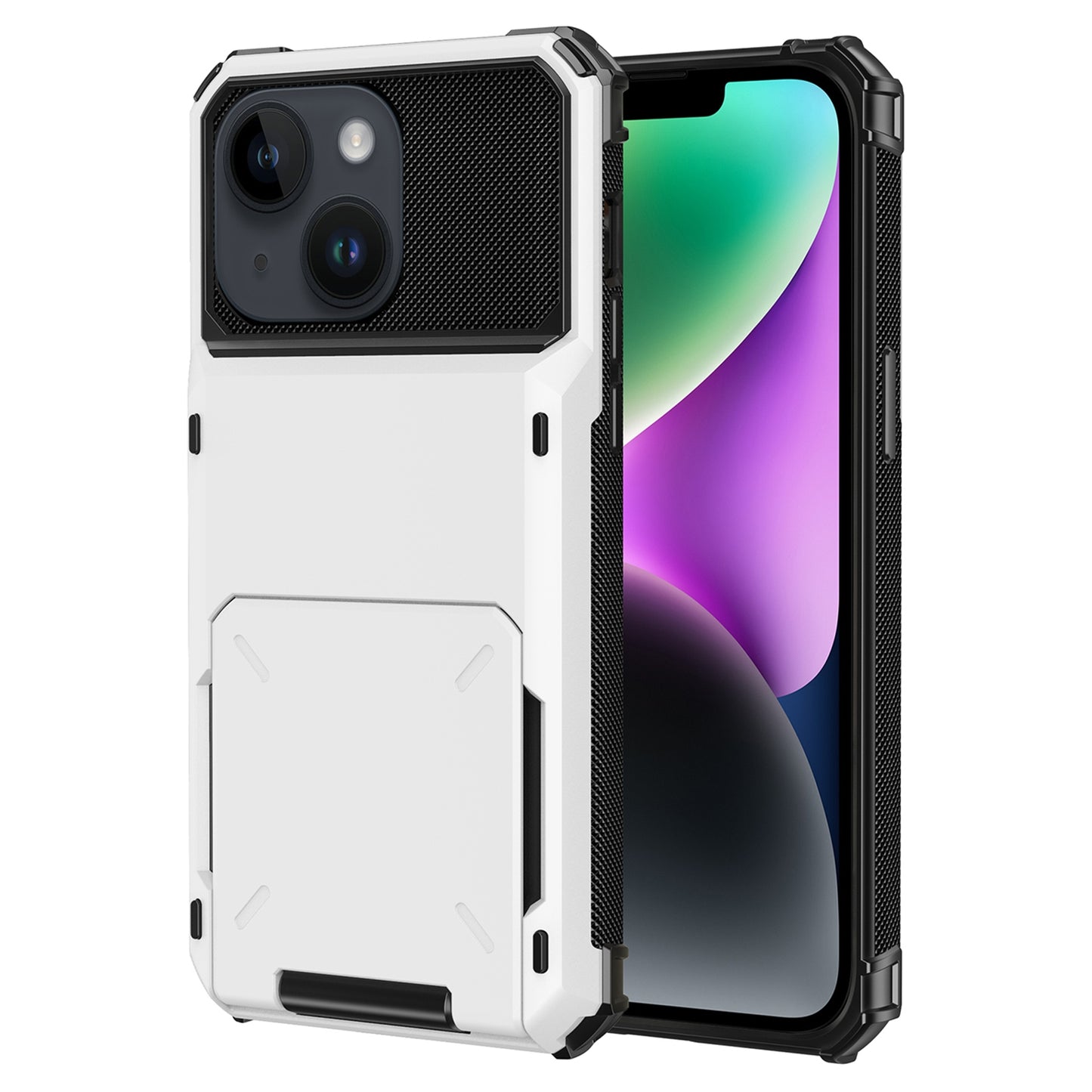 ELECTROPRIME For iPhone 15 Scratch-Resistant Shockproof Heavy Duty Rugged Armor Phone Case(White)