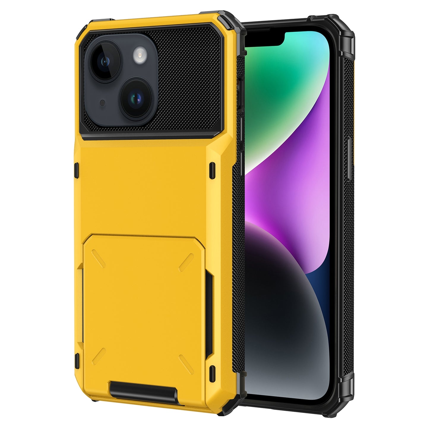 ELECTROPRIME For iPhone 15 Scratch-Resistant Shockproof Heavy Duty Rugged Armor Phone Case(Yellow)