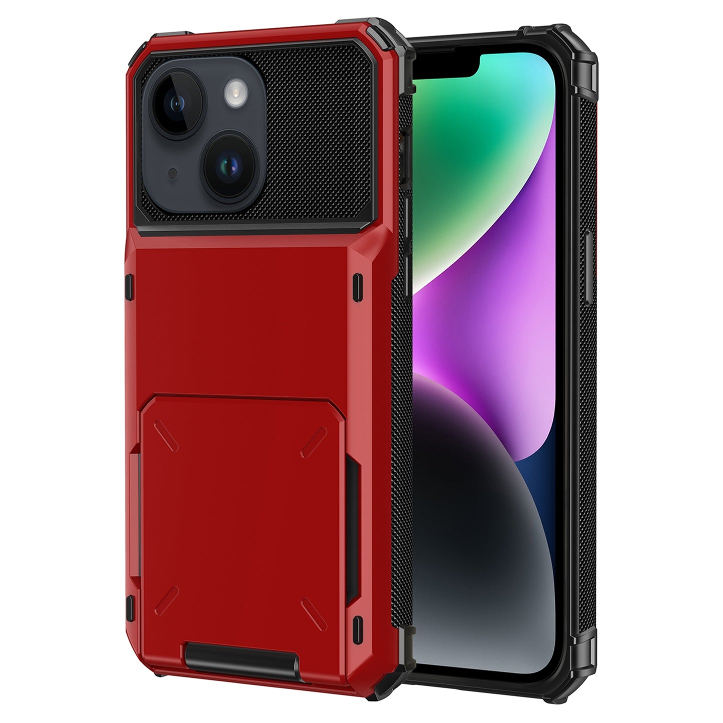 ELECTROPRIME For iPhone 15 Scratch-Resistant Shockproof Heavy Duty Rugged Armor Phone Case(Red)