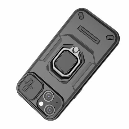 ELECTROPRIME For iPhone 15 Sliding Camshield TPU + PC Shockproof Phone Case with Holder(Blue)