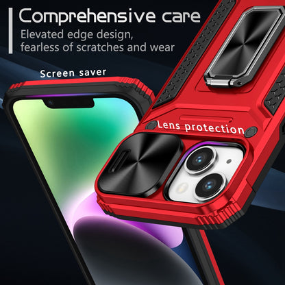 ELECTROPRIME For iPhone 15 Plus Camshield Robot TPU Hybrid PC Phone Case(Red)