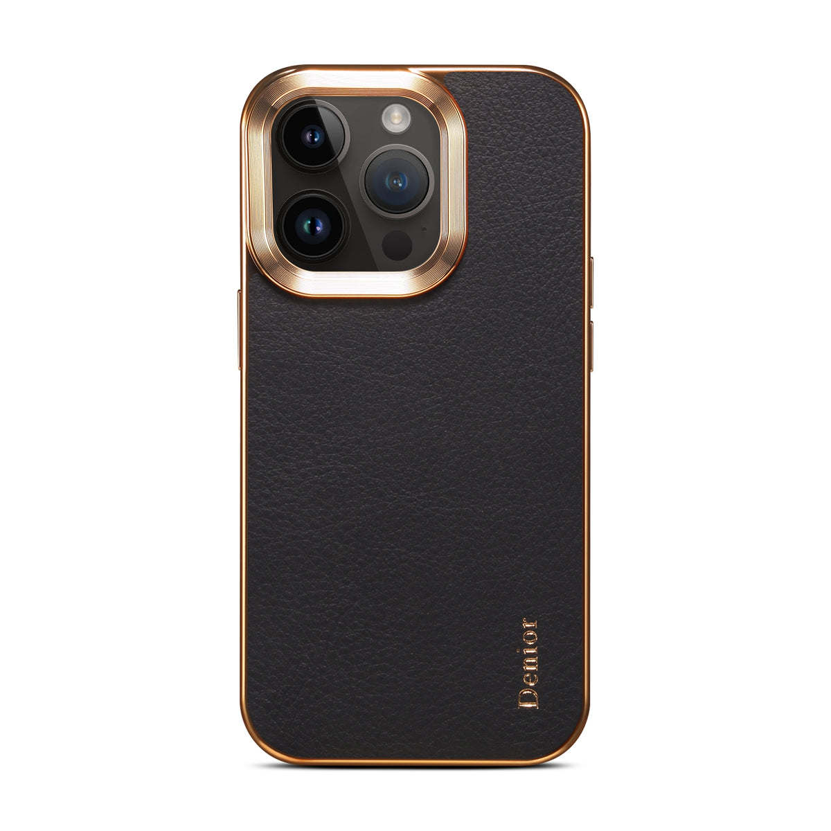 ELECTROPRIME For iPhone 15 Plus Denior Cowhide Leather Plating Phone Case(Black)