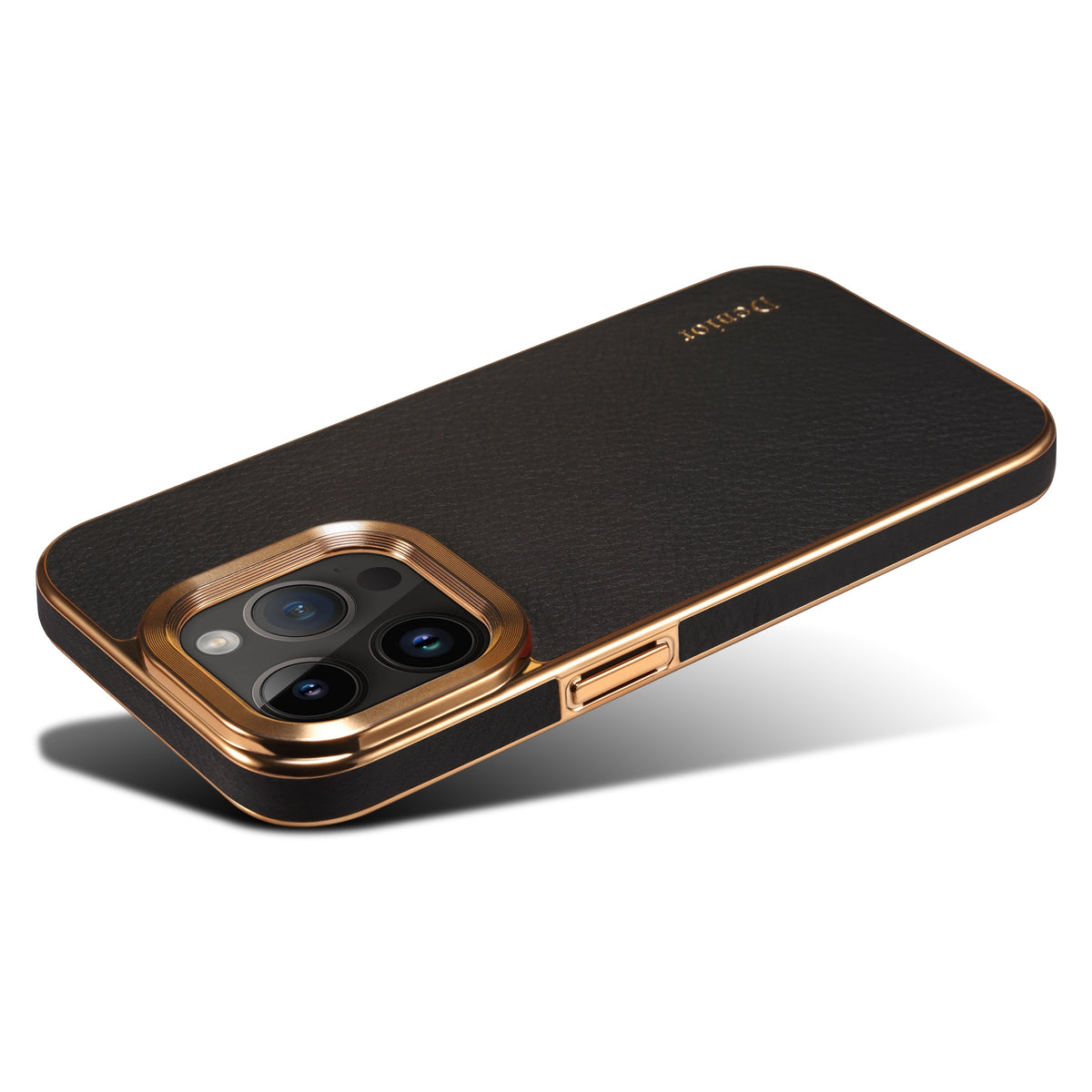ELECTROPRIME For iPhone 15 Plus Denior Cowhide Leather Plating Phone Case(Black)