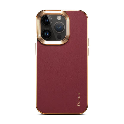 ELECTROPRIME For iPhone 15 Denior Cowhide Leather Plating Phone Case(Red)