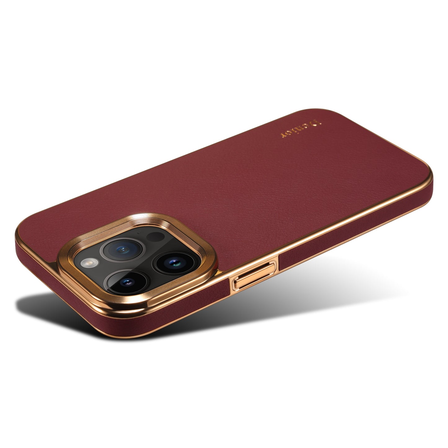 ELECTROPRIME For iPhone 15 Denior Cowhide Leather Plating Phone Case(Red)