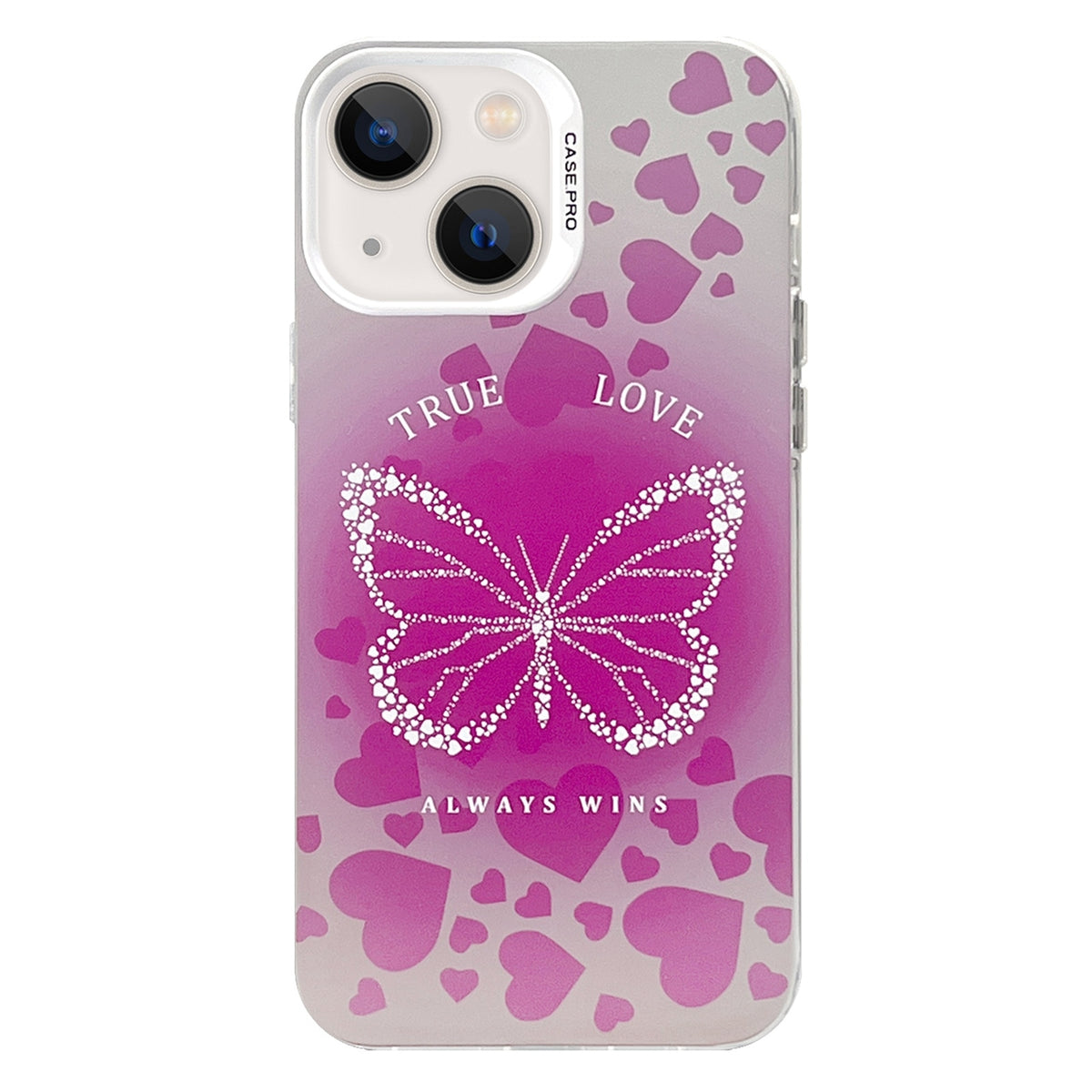 ELECTROPRIME For iPhone 15 Plus Electroplated Silver Series PC Protective Phone Case(Pink Butterfly)