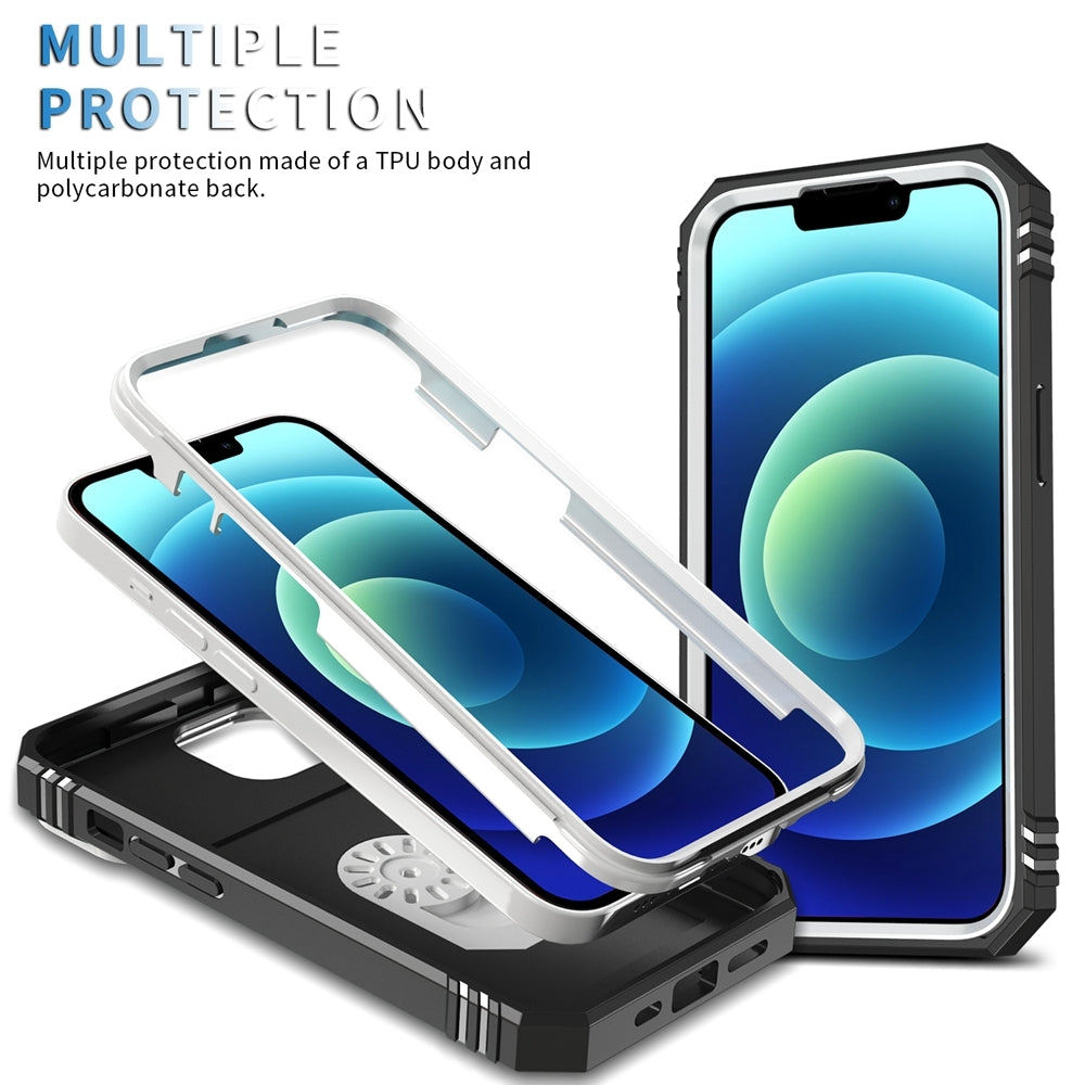 ELECTROPRIME For iPhone 15 Sliding Camshield Holder Phone Case(White+Black)