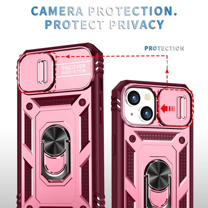 ELECTROPRIME For iPhone 15 Sliding Camshield Holder Phone Case(Pink+Rose Red)