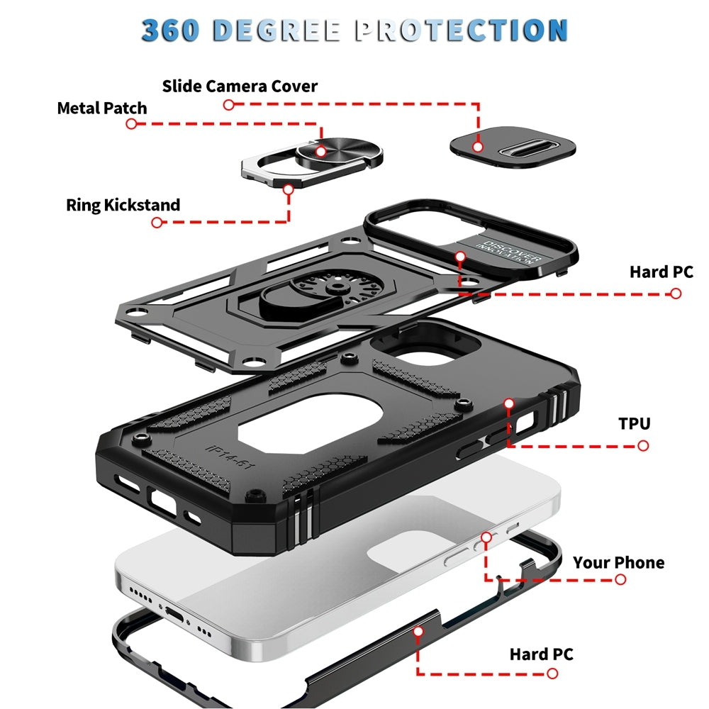 ELECTROPRIME For iPhone 15 Sliding Camshield Holder Phone Case(Black)