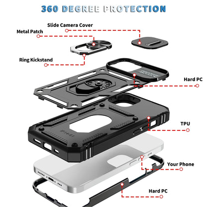 ELECTROPRIME For iPhone 15 Sliding Camshield Holder Phone Case(Black)