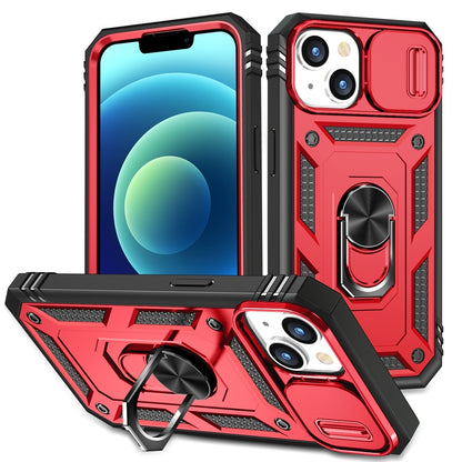 ELECTROPRIME For iPhone 15 Sliding Camshield Holder Phone Case(Red+Black)