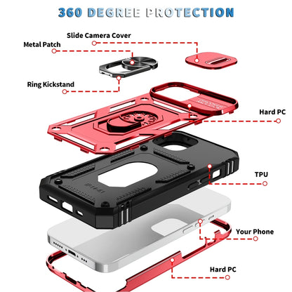 ELECTROPRIME For iPhone 15 Sliding Camshield Holder Phone Case(Red+Black)