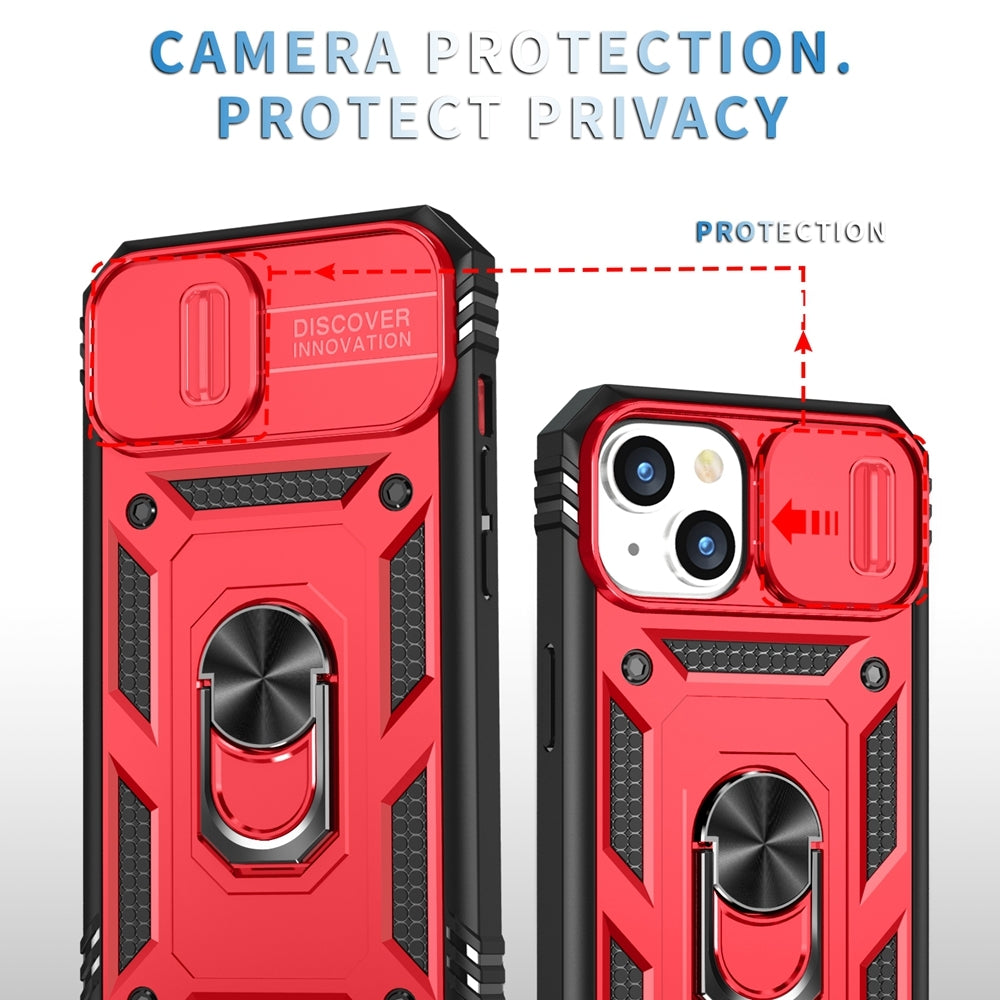 ELECTROPRIME For iPhone 15 Sliding Camshield Holder Phone Case(Red+Black)