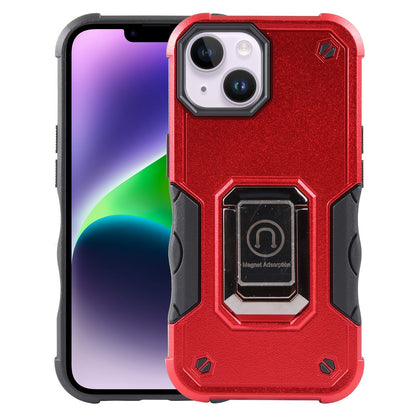 ELECTROPRIME For iPhone 15 Ring Holder Non-slip Shockproof Armor Phone Case(Red)