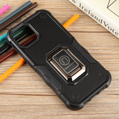 ELECTROPRIME For iPhone 15 Ring Holder Non-slip Shockproof Armor Phone Case(Black)