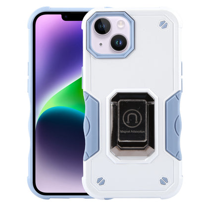 ELECTROPRIME For iPhone 15 Ring Holder Non-slip Shockproof Armor Phone Case(White)