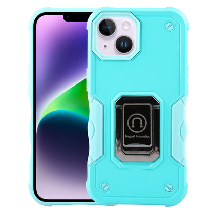 ELECTROPRIME For iPhone 15 Ring Holder Non-slip Shockproof Armor Phone Case(Mint Green)
