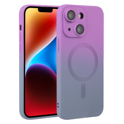 ELECTROPRIME For iPhone 15 Plus Liquid TPU Silicone Gradient MagSafe Phone Case(Purple)