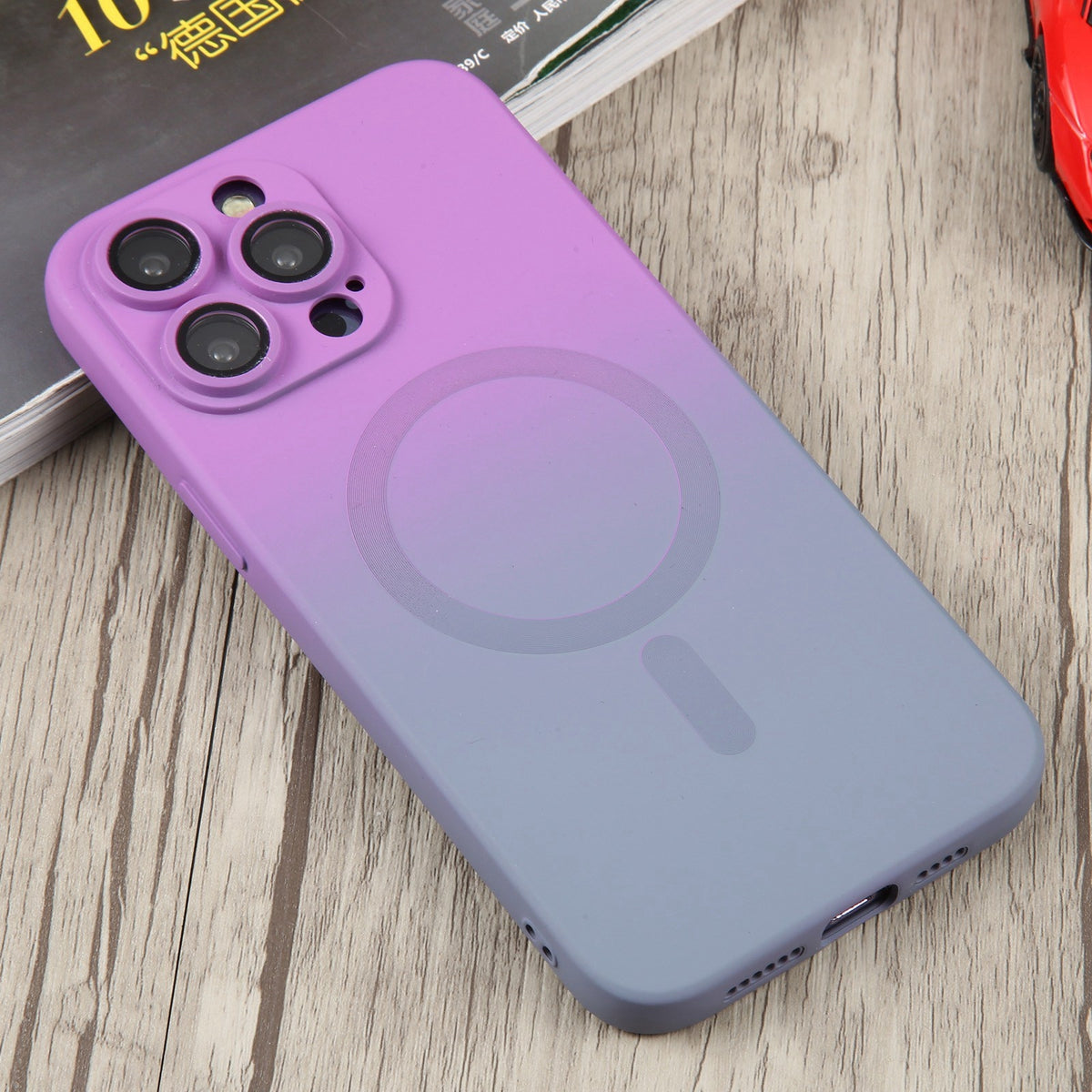 ELECTROPRIME For iPhone 15 Plus Liquid TPU Silicone Gradient MagSafe Phone Case(Purple)