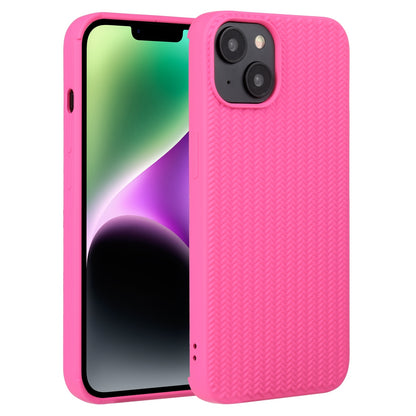 ELECTROPRIME For iPhone 15 Weave Texture Silicone Phone Case(Rose Red)
