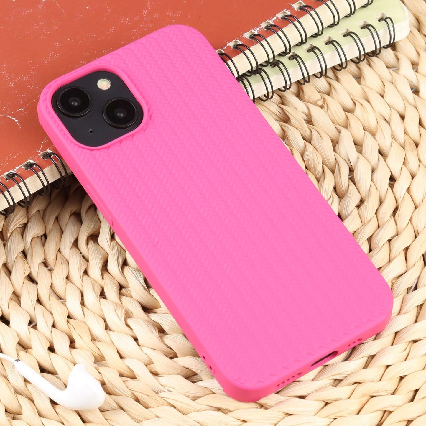 ELECTROPRIME For iPhone 15 Weave Texture Silicone Phone Case(Rose Red)