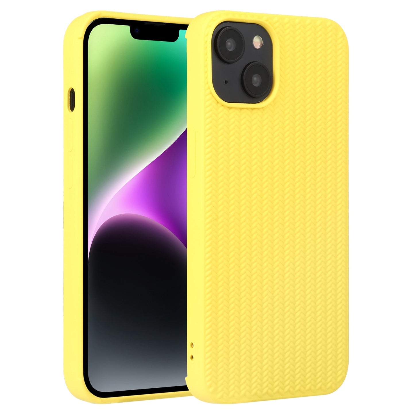 ELECTROPRIME For iPhone 15 Weave Texture Silicone Phone Case(Yellow)