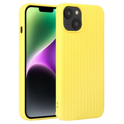 ELECTROPRIME For iPhone 15 Weave Texture Silicone Phone Case(Yellow)
