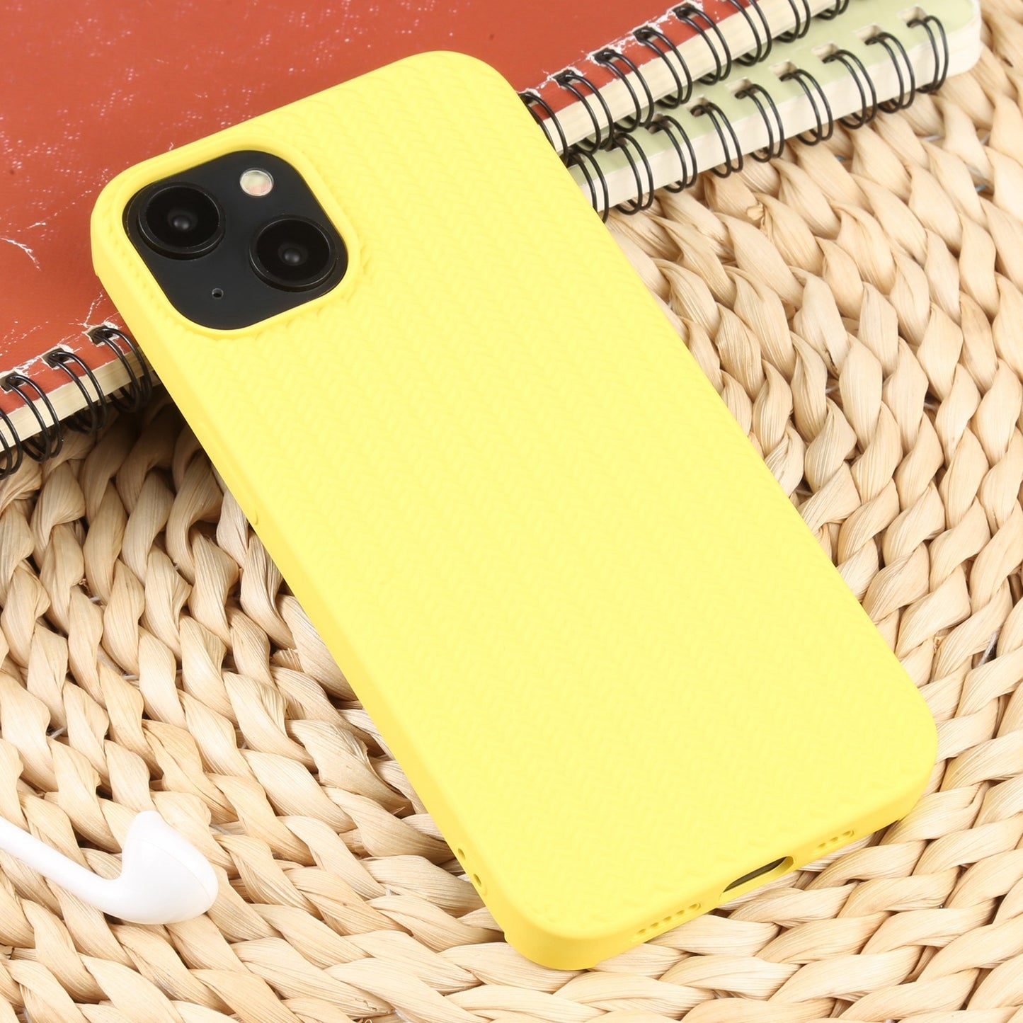 ELECTROPRIME For iPhone 15 Weave Texture Silicone Phone Case(Yellow)