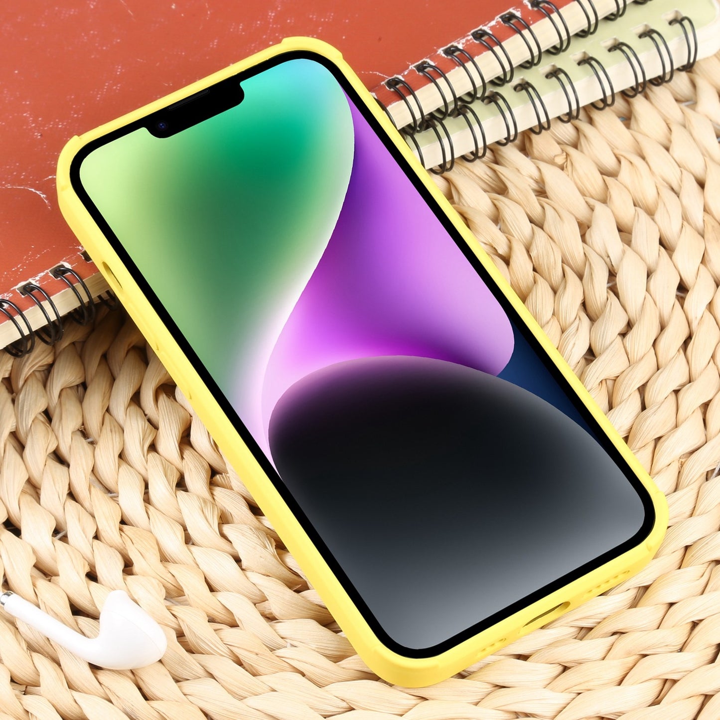 ELECTROPRIME For iPhone 15 Weave Texture Silicone Phone Case(Yellow)