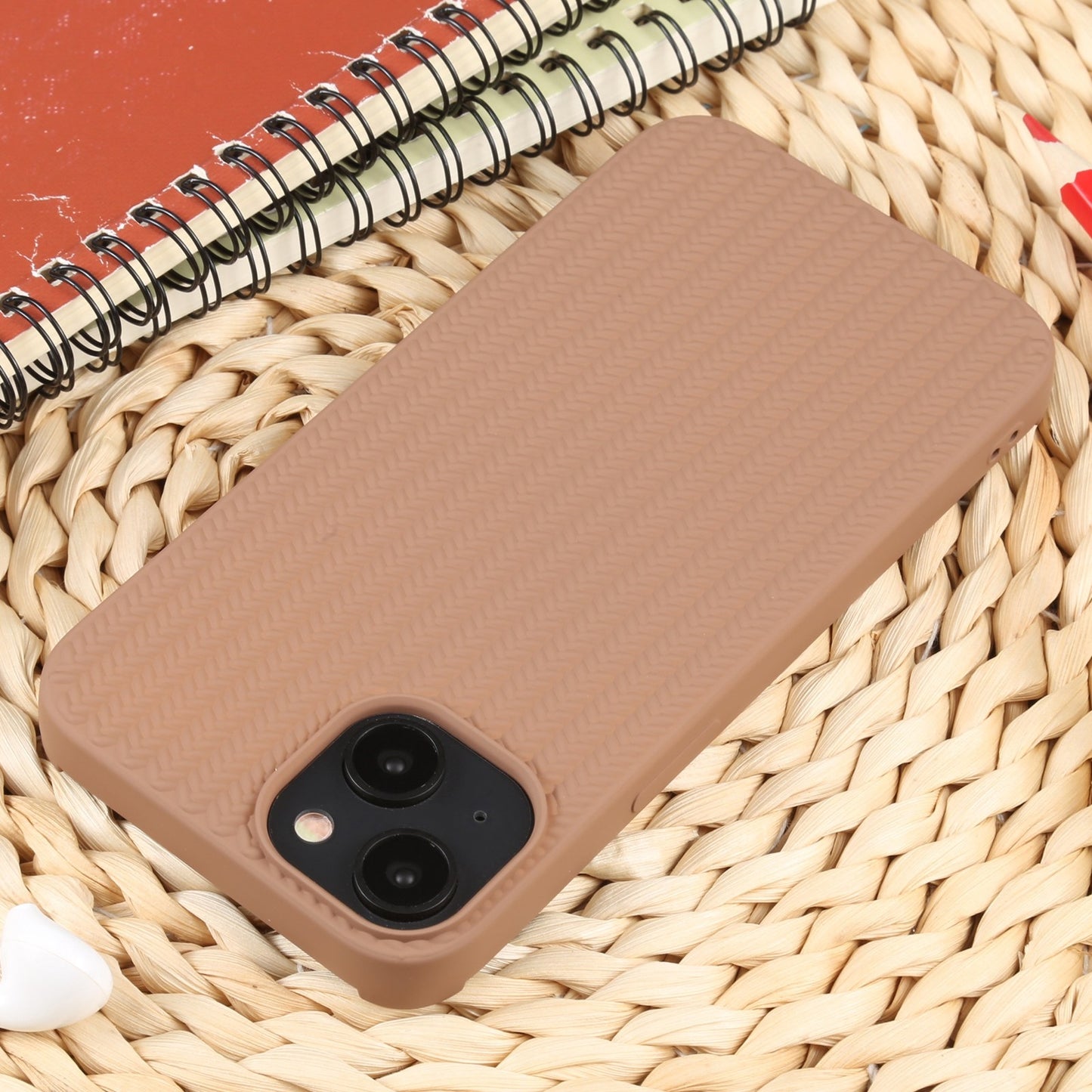ELECTROPRIME For iPhone 15 Weave Texture Silicone Phone Case(Brown)