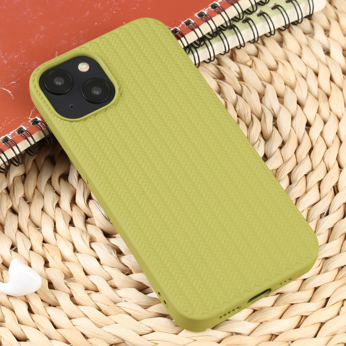 ELECTROPRIME For iPhone 15 Weave Texture Silicone Phone Case(Green)