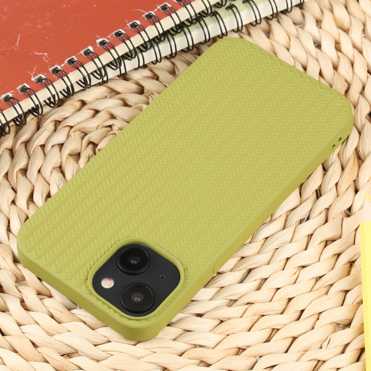 ELECTROPRIME For iPhone 15 Weave Texture Silicone Phone Case(Green)