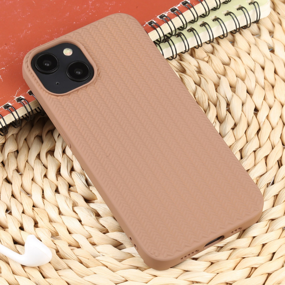 ELECTROPRIME For iPhone 15 Plus Weave Texture Silicone Phone Case(Brown)