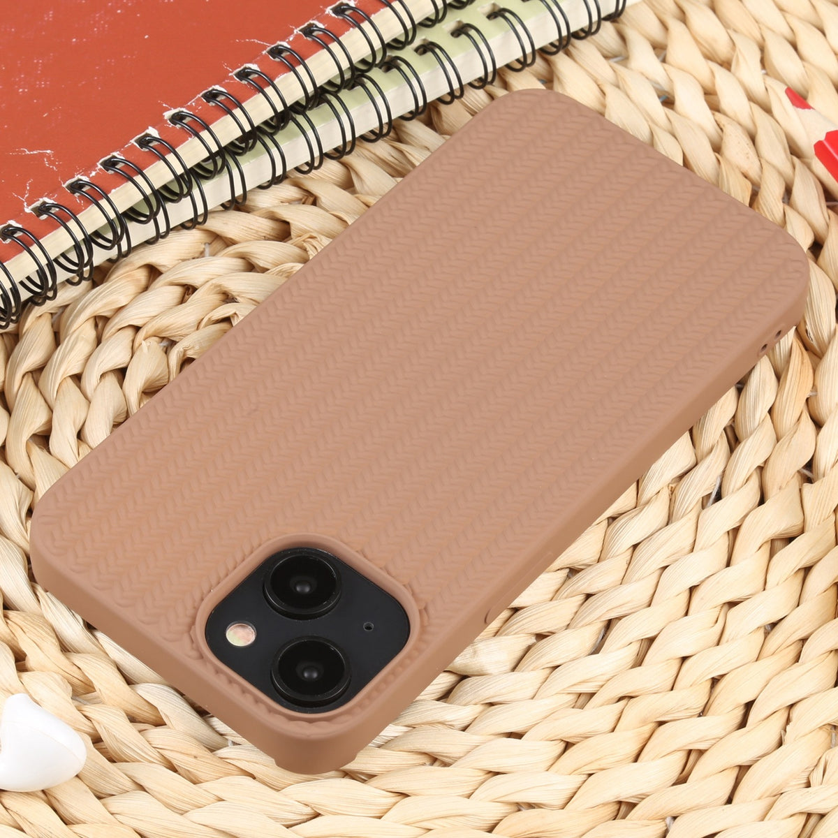 ELECTROPRIME For iPhone 15 Plus Weave Texture Silicone Phone Case(Brown)