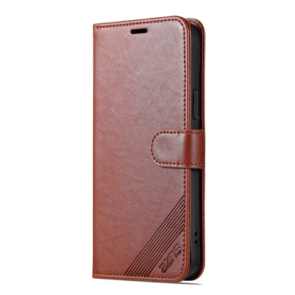 ELECTROPRIME For iPhone 15 AZNS Sheepskin Texture Flip Leather Phone Case(Brown)