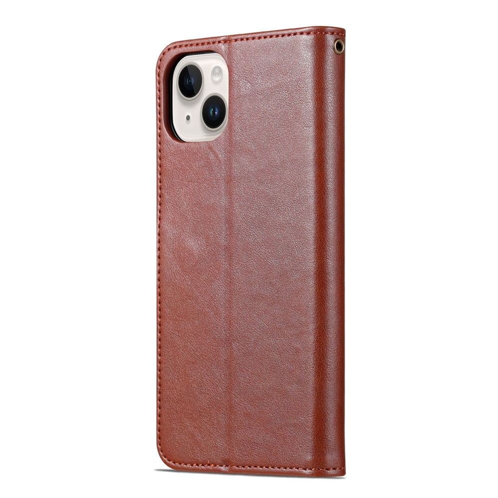 ELECTROPRIME For iPhone 15 AZNS Sheepskin Texture Flip Leather Phone Case(Brown)