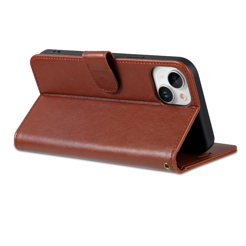 ELECTROPRIME For iPhone 15 AZNS Sheepskin Texture Flip Leather Phone Case(Brown)