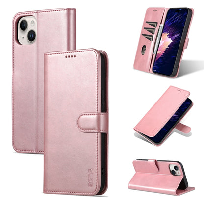 ELECTROPRIME For iPhone 15 AZNS Skin Feel Calf Texture Flip Leather Phone Case(Rose Gold)