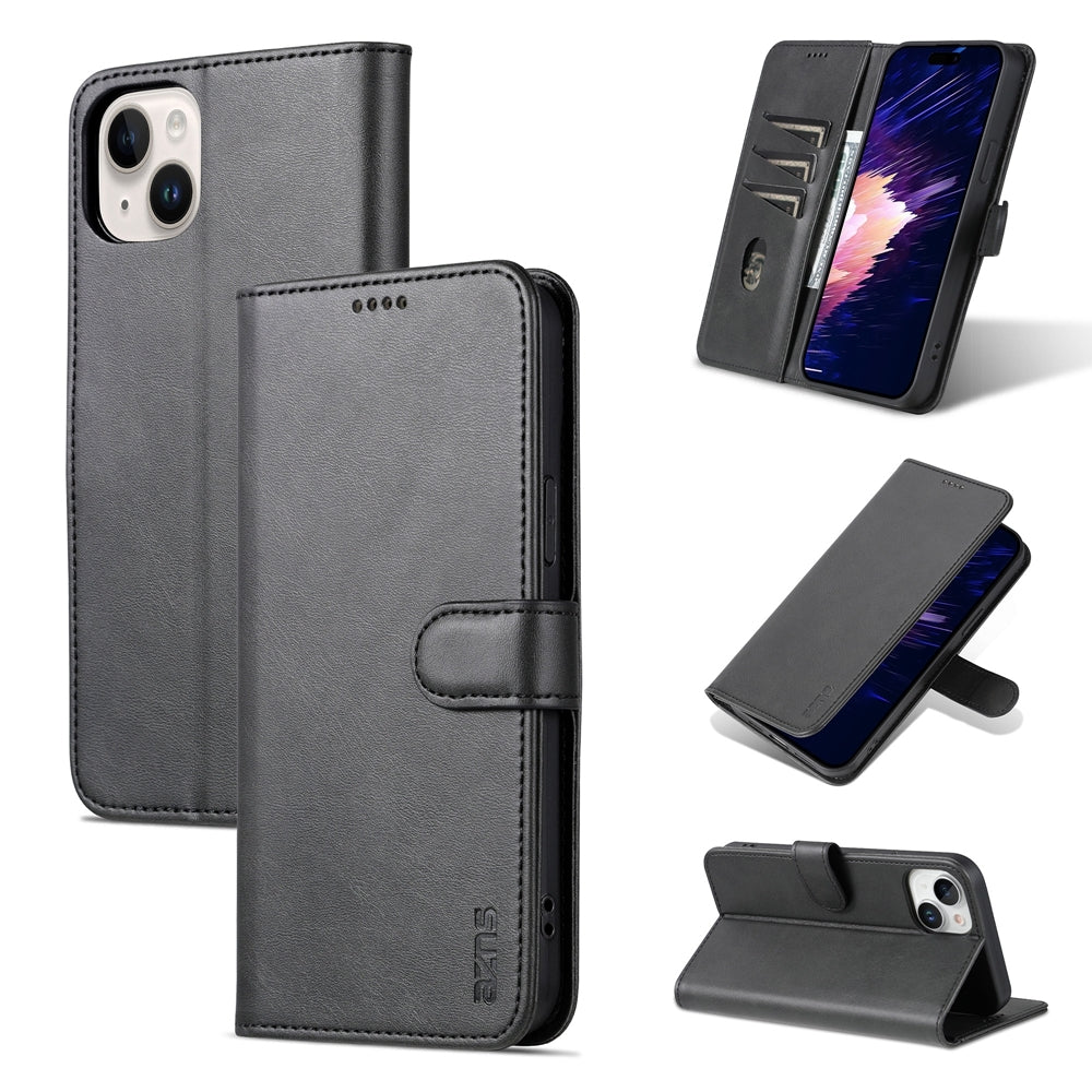 ELECTROPRIME For iPhone 15 AZNS Skin Feel Calf Texture Flip Leather Phone Case(Black)