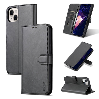 ELECTROPRIME For iPhone 15 AZNS Skin Feel Calf Texture Flip Leather Phone Case(Black)