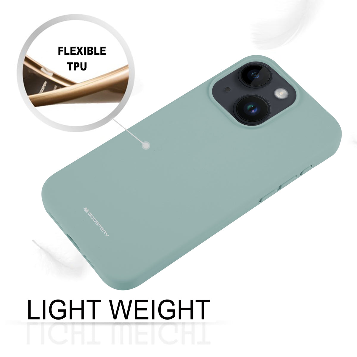ELECTROPRIME For iPhone 15 Plus GOOSPERY SILICONE Silky Soft TPU Phone Case(Light Green)