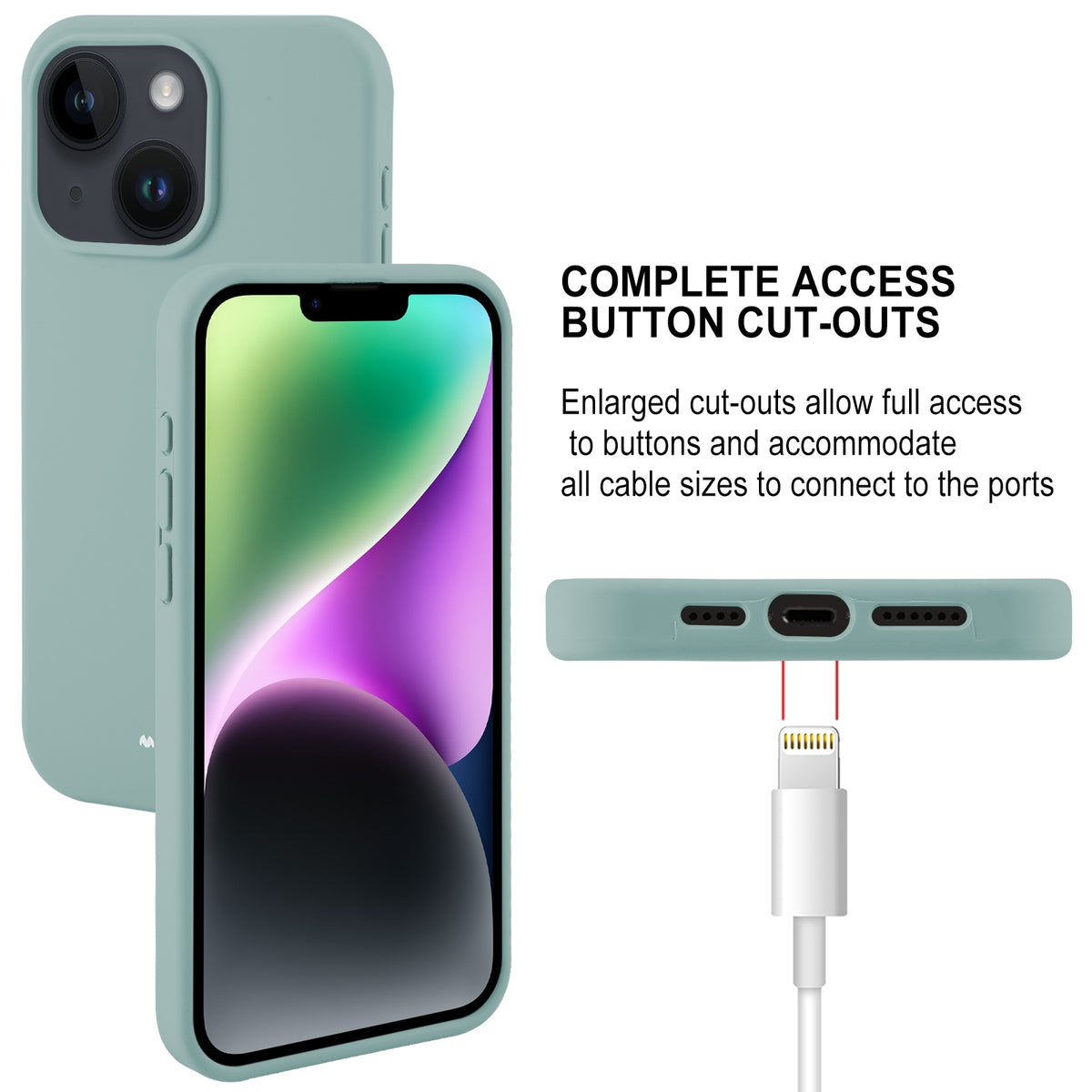 ELECTROPRIME For iPhone 15 Plus GOOSPERY SILICONE Silky Soft TPU Phone Case(Light Green)
