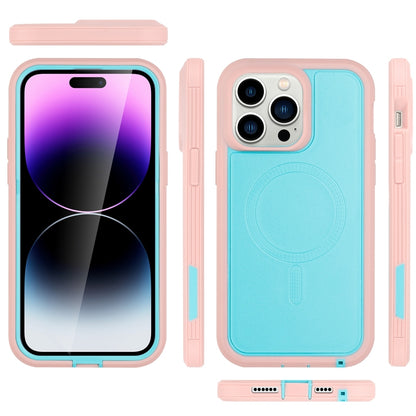 ELECTROPRIME For iPhone 15 Defender Series XT MagSafe Magnetic PC + TPU Shockproof Phone Case(Turquoise+Pink)