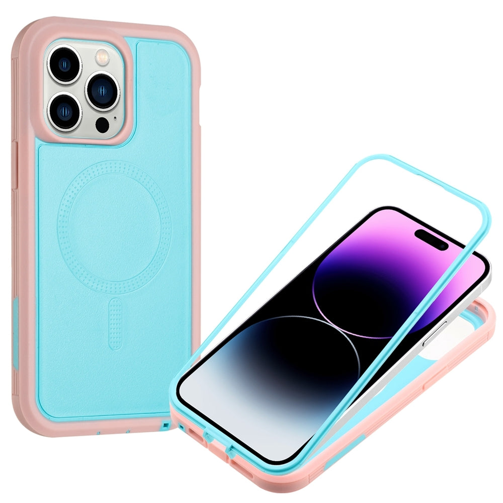 ELECTROPRIME For iPhone 15 Defender Series XT MagSafe Magnetic PC + TPU Shockproof Phone Case(Turquoise+Pink)