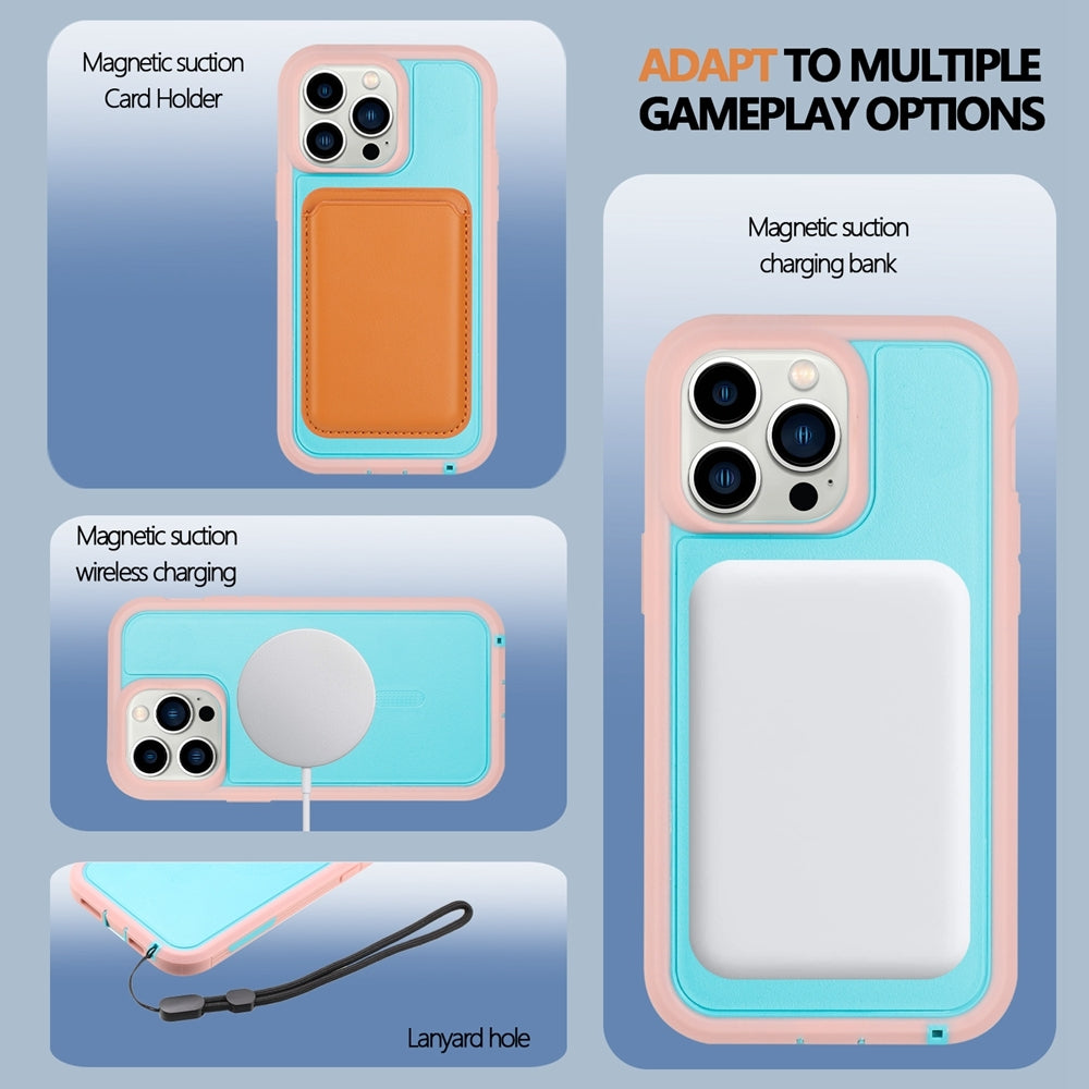 ELECTROPRIME For iPhone 15 Defender Series XT MagSafe Magnetic PC + TPU Shockproof Phone Case(Turquoise+Pink)