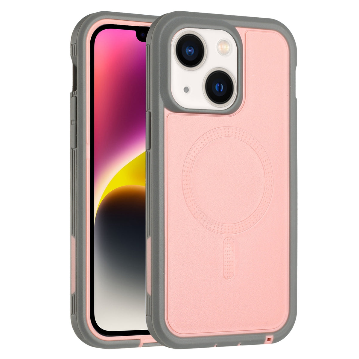 ELECTROPRIME For iPhone 15 Defender Series XT MagSafe Magnetic PC + TPU Shockproof Phone Case(Pink+Grey)