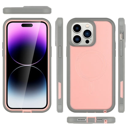 ELECTROPRIME For iPhone 15 Defender Series XT MagSafe Magnetic PC + TPU Shockproof Phone Case(Pink+Grey)