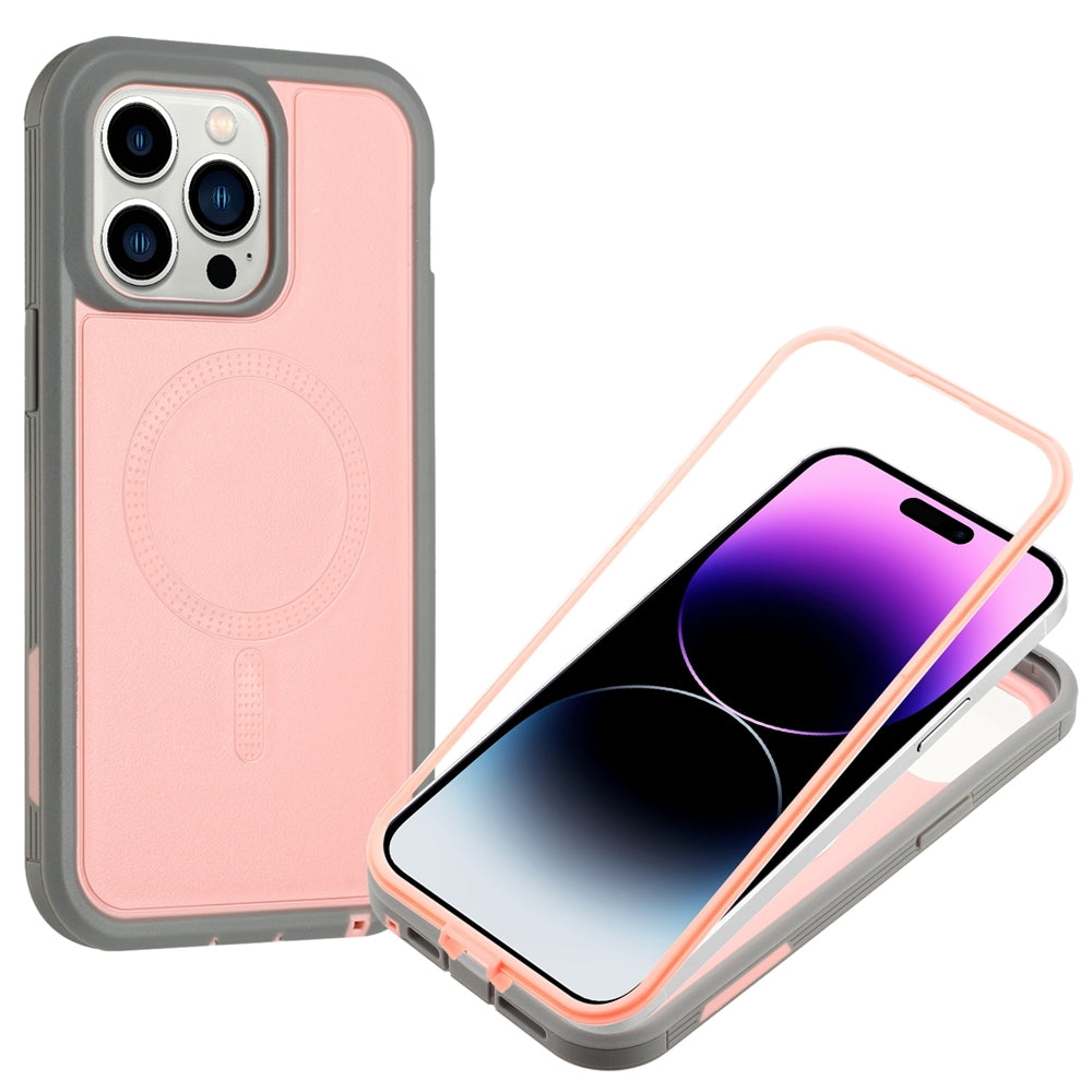 ELECTROPRIME For iPhone 15 Defender Series XT MagSafe Magnetic PC + TPU Shockproof Phone Case(Pink+Grey)